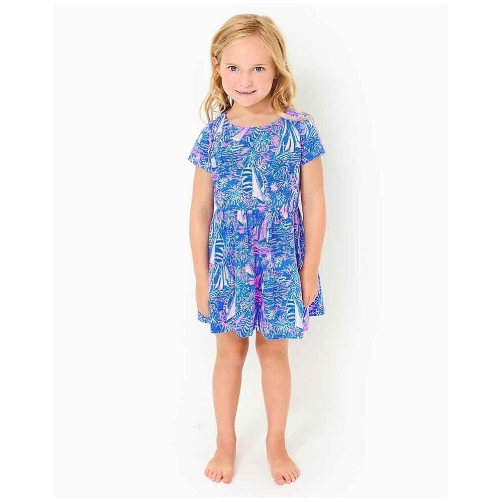 Lilly Pulitzer Girls Mini Geanna Swing Dress Short Sleeve S 4-5 Years New 281006
